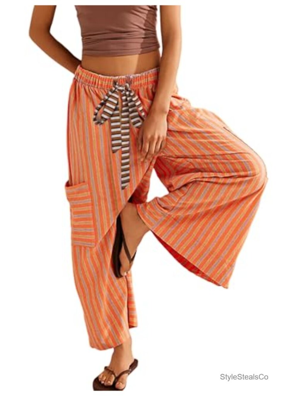 Women's Wide Leg Palazzo Pants with Pockets Drawstring Waist Loungewear